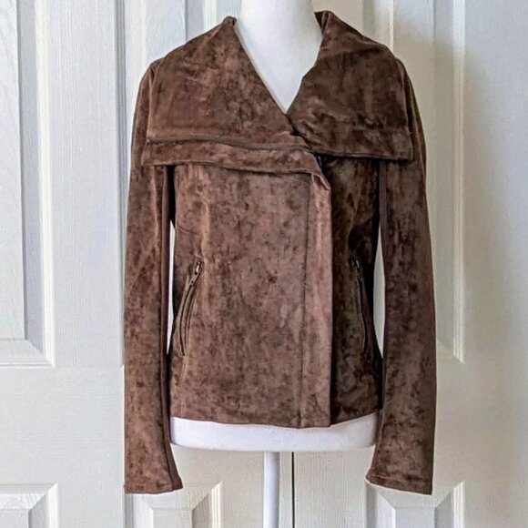 SL8 Women's Velour Adjustable Zippered Jacket  Size S  Brown - Picture 2 of 10
